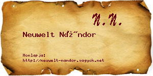 Neuwelt Nándor névjegykártya